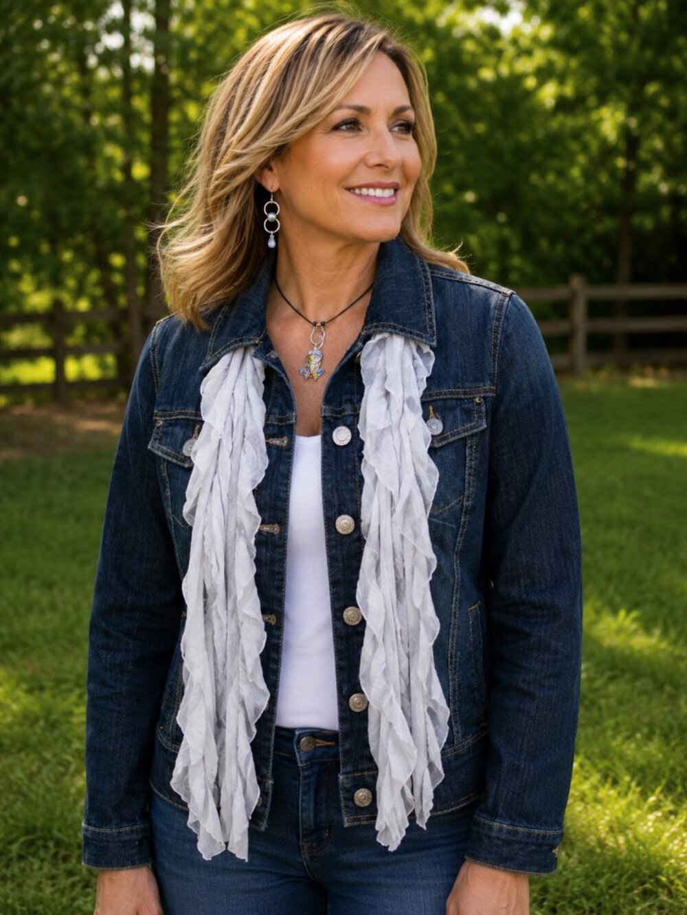 Ice Blue Flutter Scarf Lightweight Women Accessory